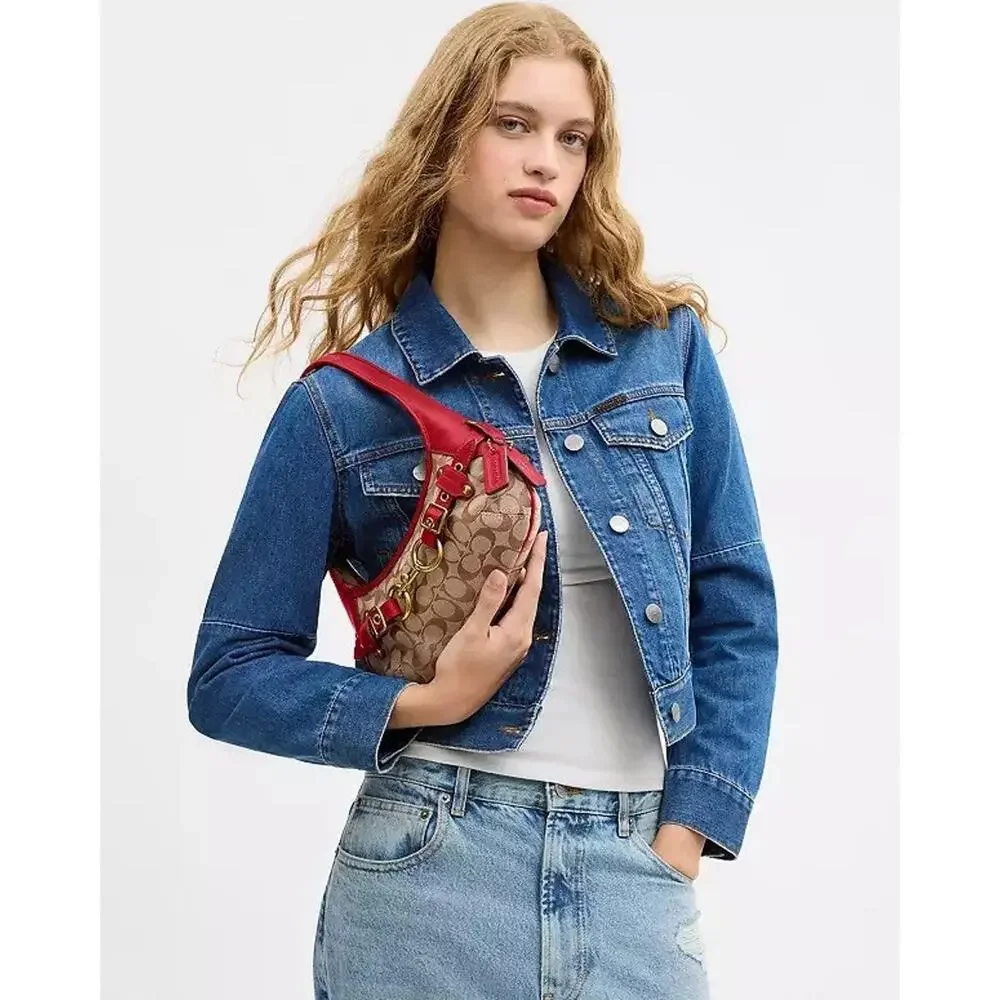 NWT Coach Belted Ergo Shoulder Bag 26 In Signature Jacquard poppy CEV10